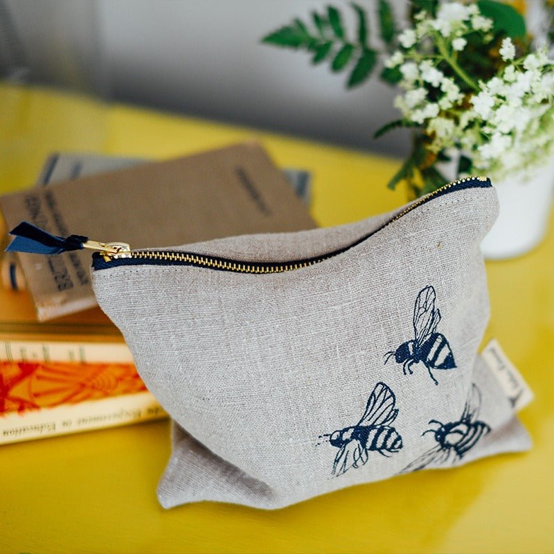useful pouch bee design natural linen