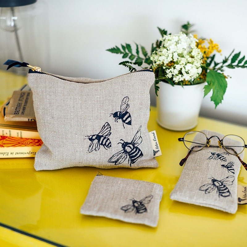 natural linen useful pouch bee design