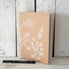 A5 notebook plain paper flowers hand printed