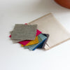 Linen Fabric Sample Pack containing 9 linen colour choices and one blue and white cotton ticking sample from Helen Round