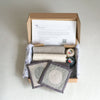 Slow Stitched Coaster Kit Containing Materials to make  four linen coaster by Rebekah Johnston for Helen Round