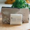 Natural Floral Linen Makeup Bag with Face Cloth and Citrus Sea Salt Soap from Helen Round