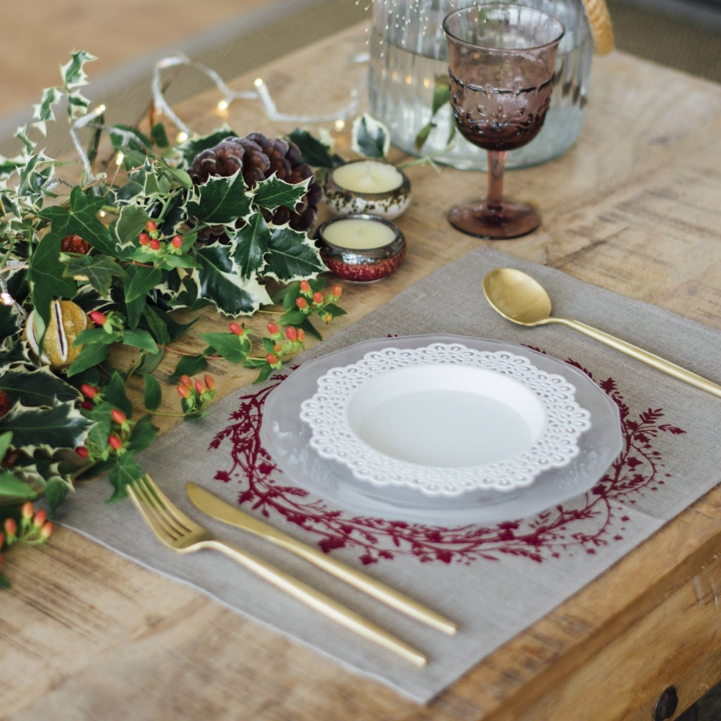 christmas placemats pure natural linen holly ivy