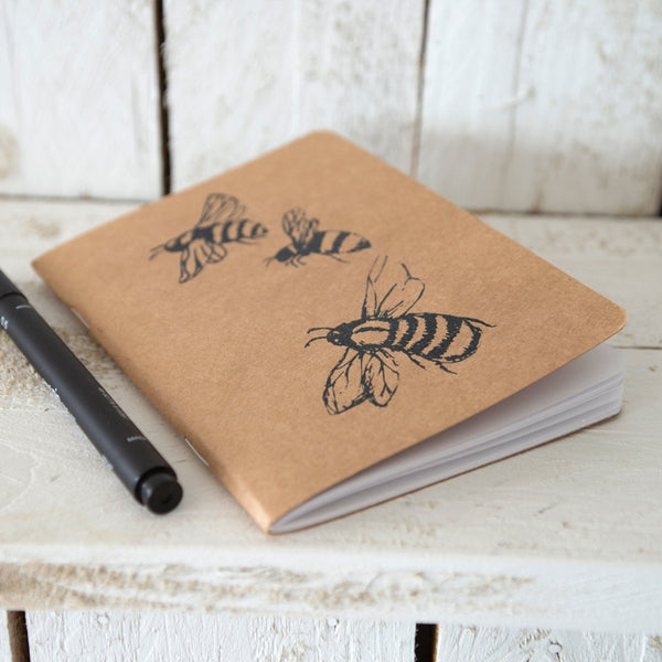 small bee notebook plain white paper hand printed sketchpad