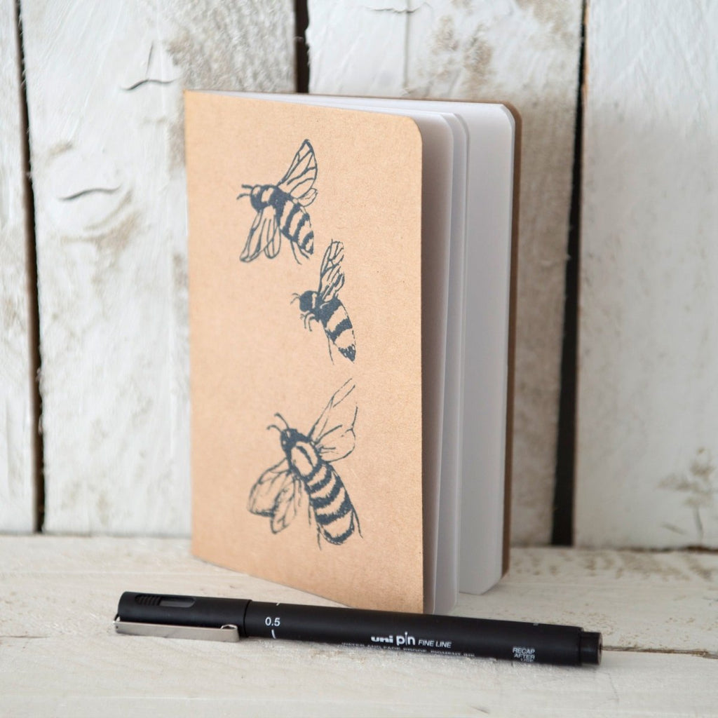 small bee notebook plain paper recycled paper