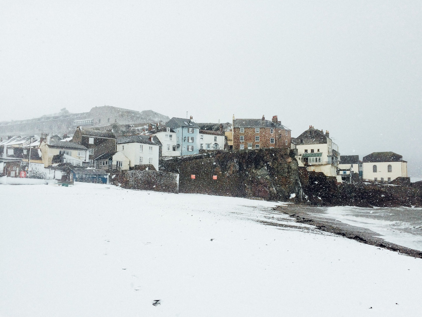 Cawsand Beach in the snow