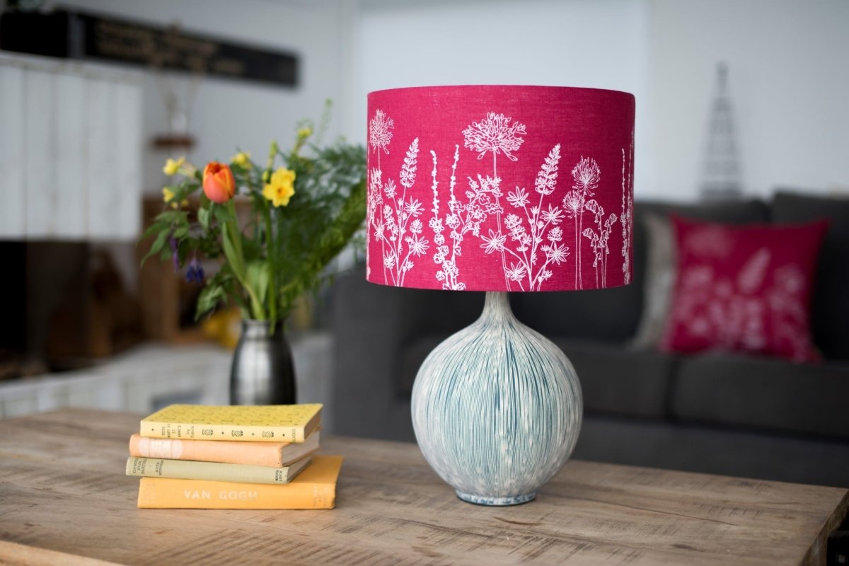Pink Floral Linen Lampshade from the Garden Collection by Helen Round