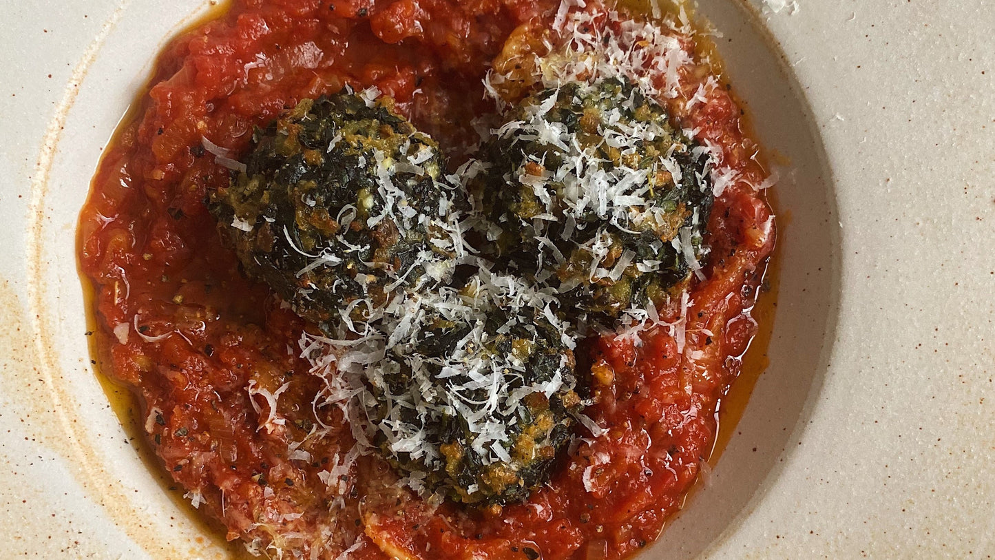 Cavelo Nero Polpette with Tomato and Bay Sauce