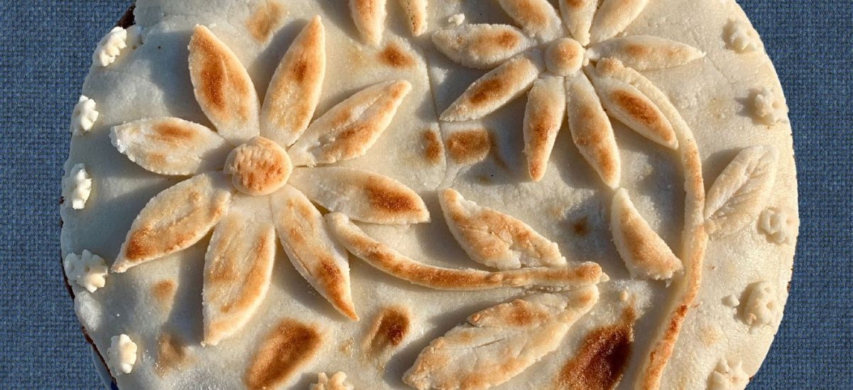 Simnel Cake Covered in Marzipan Flowers from Helen Round