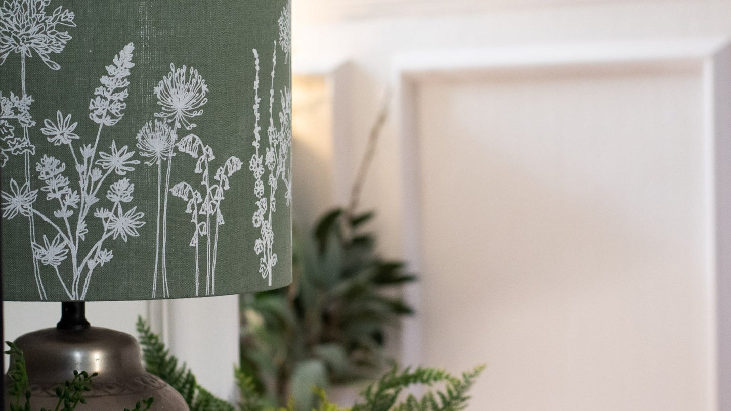 Sage Green Linen Lampshade from the Garden Collection by Helen Round
