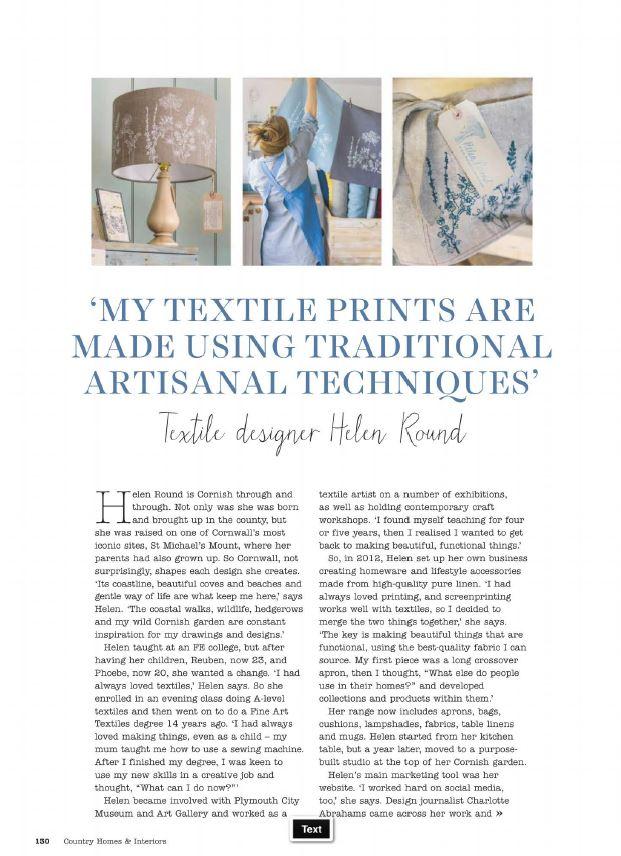 Country Homes September 2017 - Article featuring Helen Round