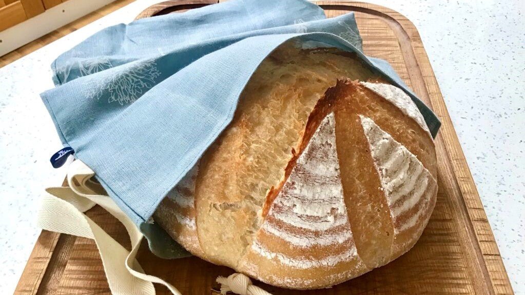 Sourdough Loaf from foodbod Elaine Boddy with Linen Bread Bay by Helen Round