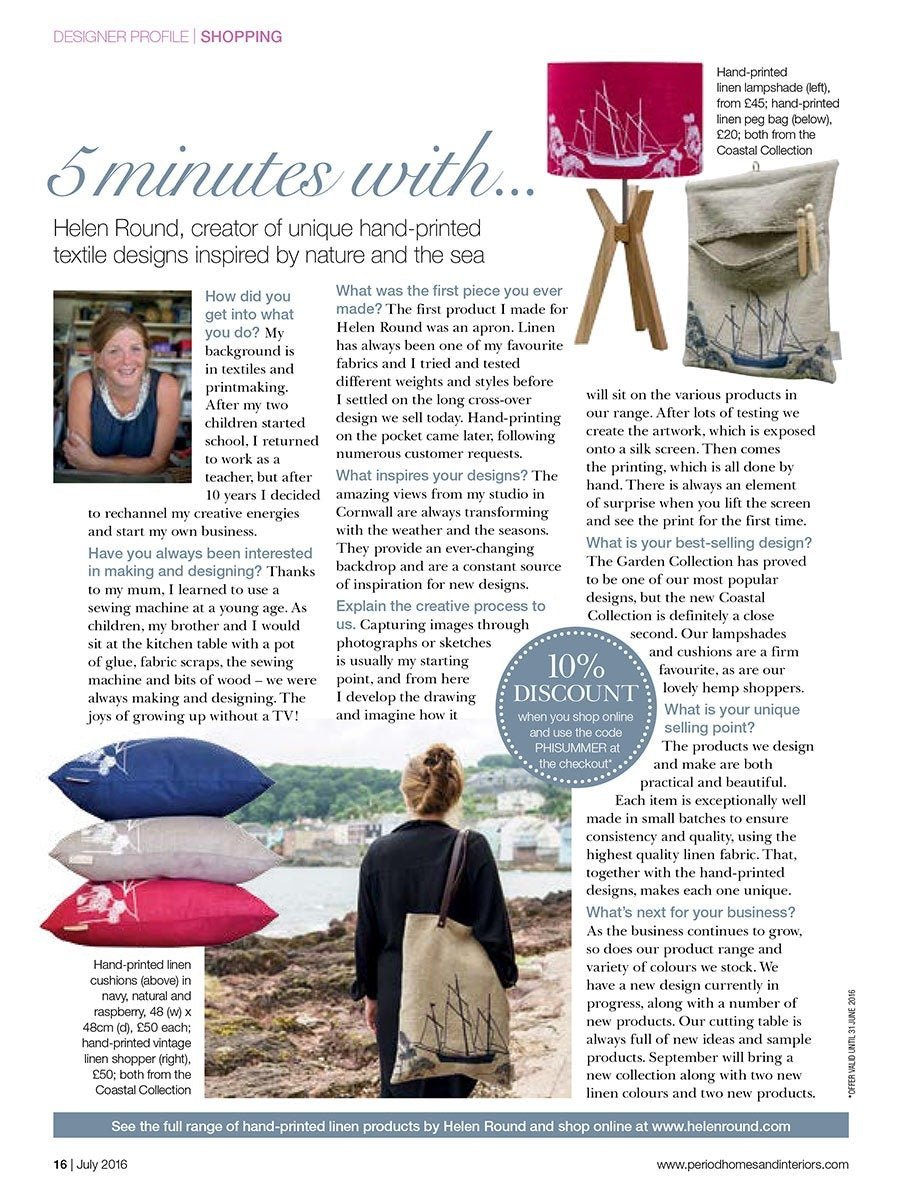 Period Homes and Interiors July 2016 - Article featuring Helen Round
