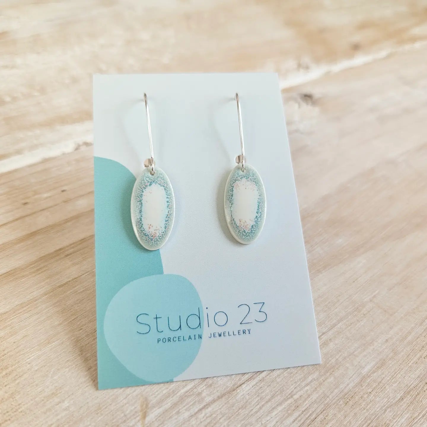 Frost blue drop porcelain earrings from Studio 23 - Helen Round