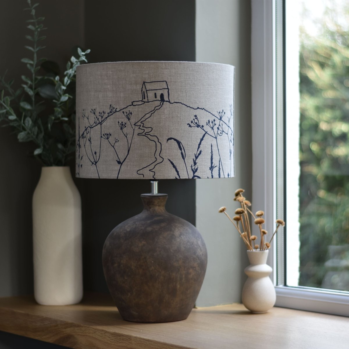 Natural Linen Lampshade from the Rame Head Collection by Helen Round