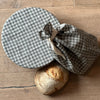 Helen Round linen check bread bag and large bowl cover 