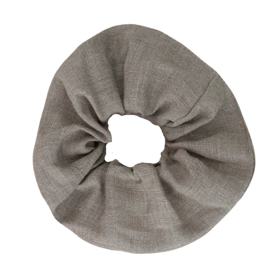 Slate Grey Linen Hair Scrunchie - Helen Round