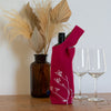 Raspberry Red Linen Wine Bottle Bag/Tote with Natural Linen Lining from Helen Round