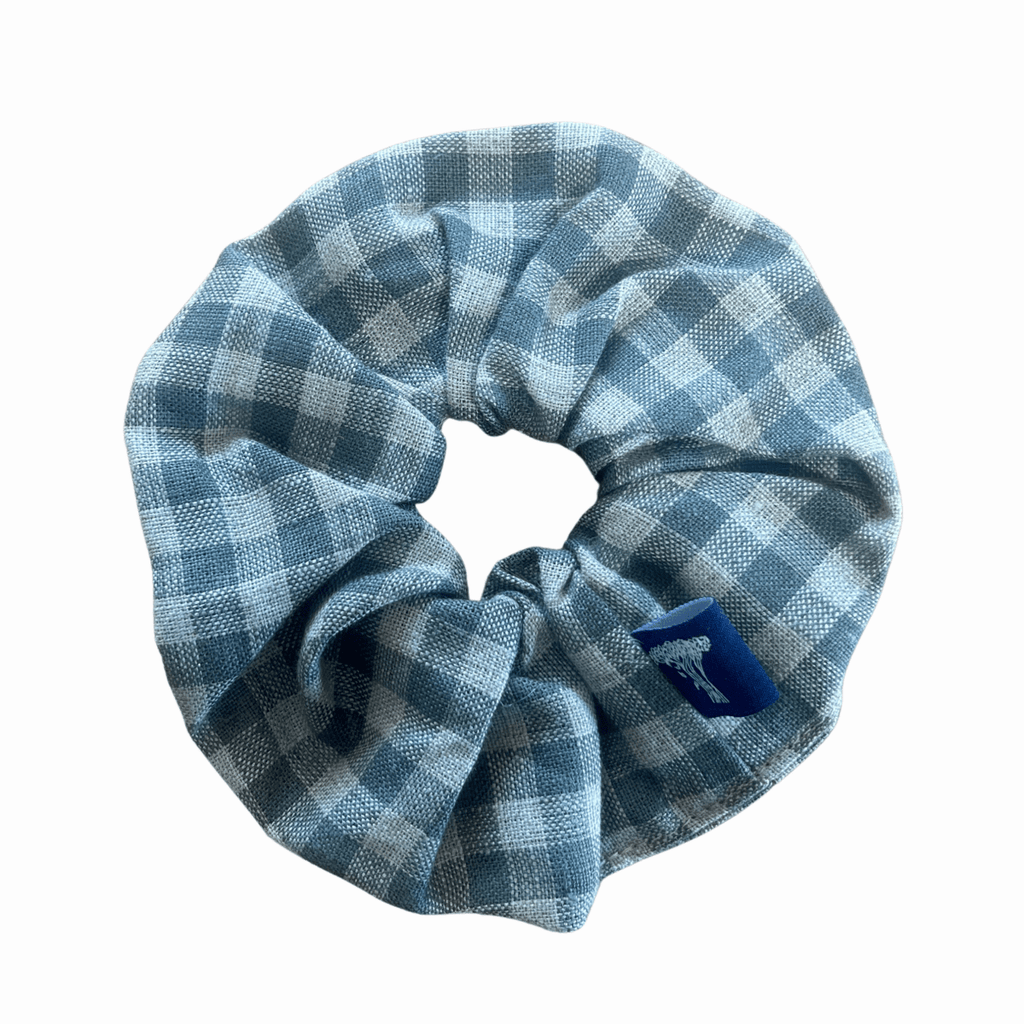 Helen Round Check sea green scrunchie