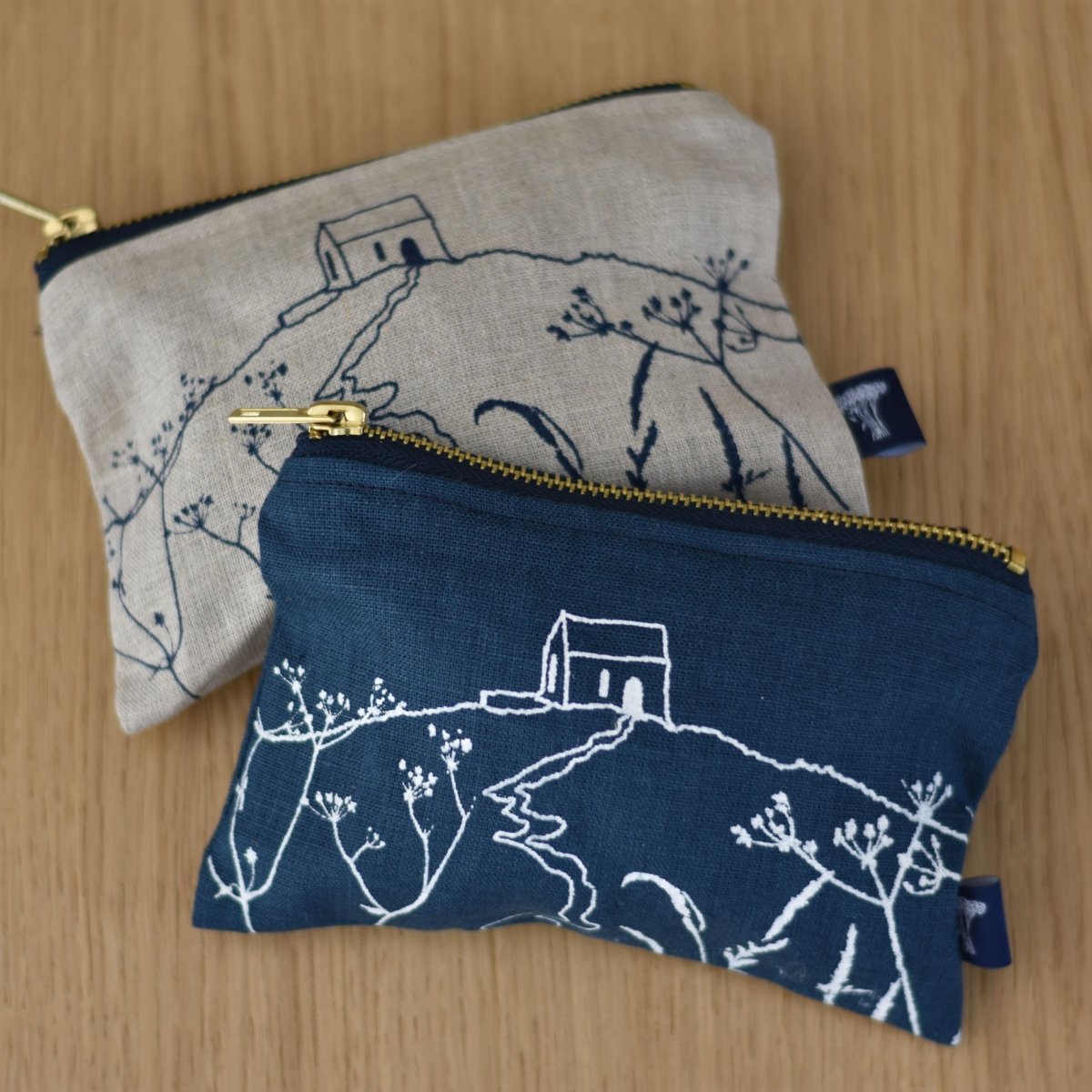 Navy and Natural Linen Purse/Pouch from the Rame Head Collection by Helen Round