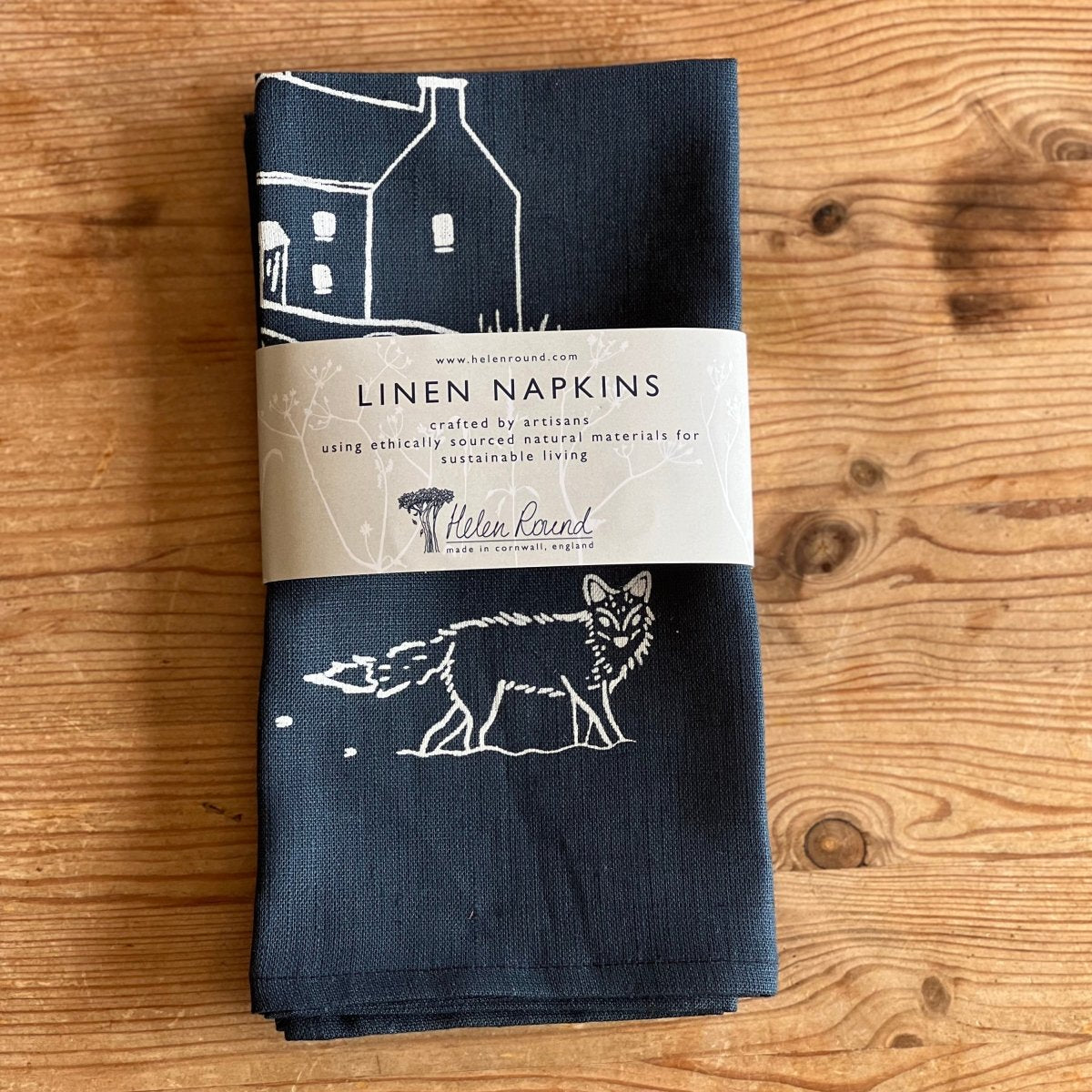 Navy Blue Linen Napkins - set of two - from the Winter Fox Collection by Helen Round
