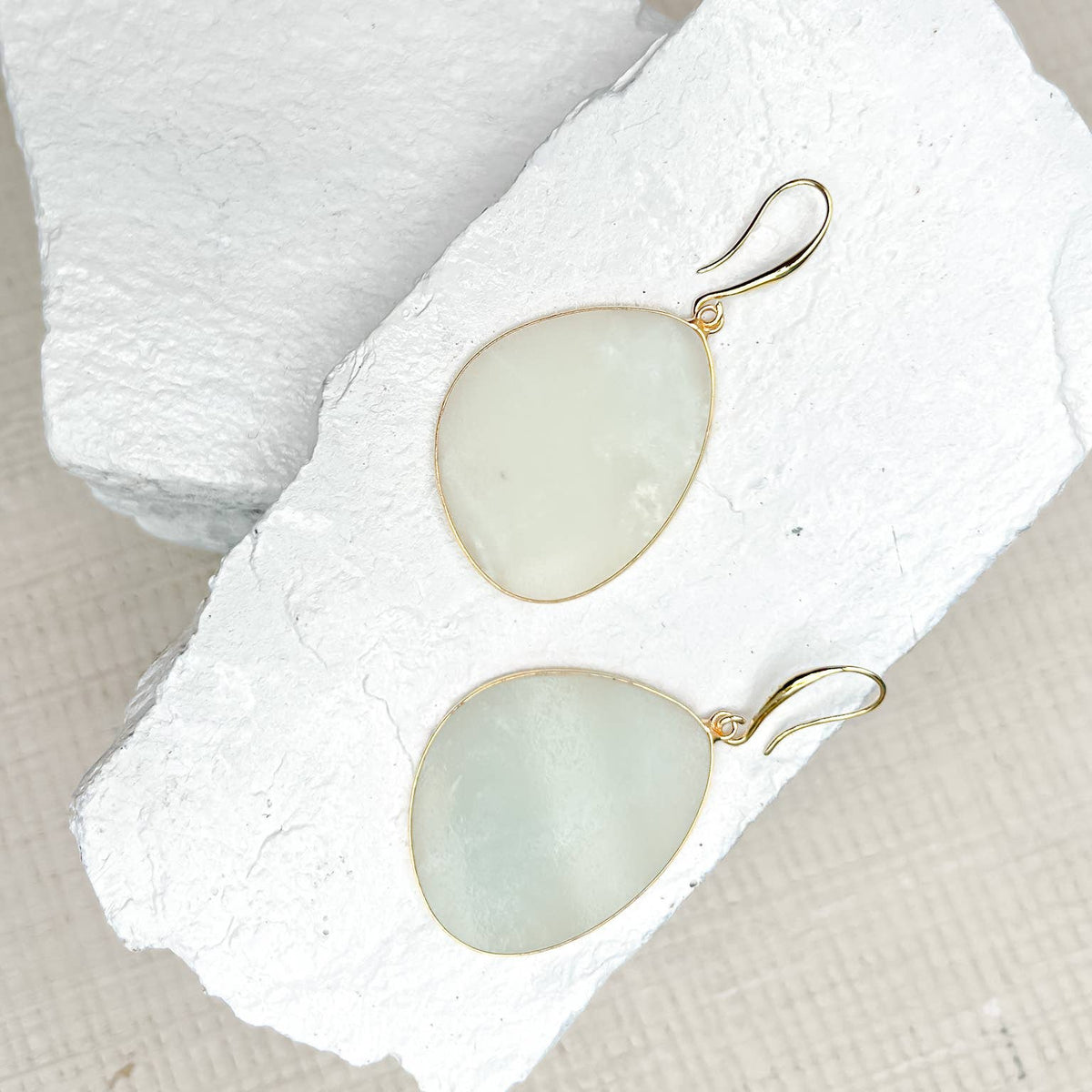 Pair of Amazonite Disc earrings old by Helen Round