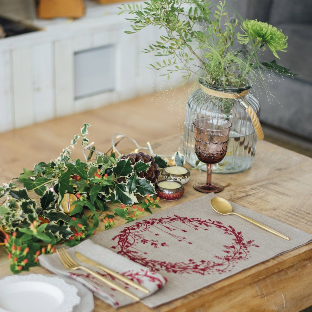 christmas placemats pure linen holly ivy