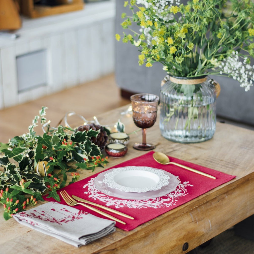 christmas fabric placemats red linen