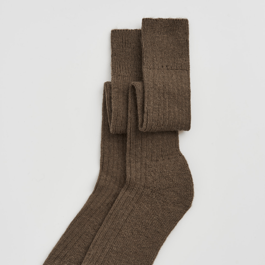 Brown socks on a light gray background