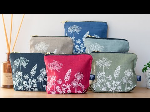 Striped Blue/Natural Linen MakeUp Bag
