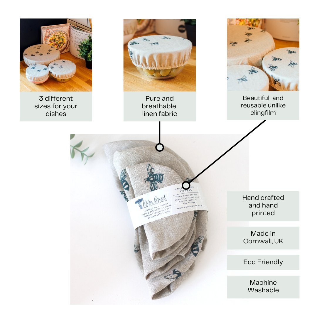 Linen bowl covers infographic details