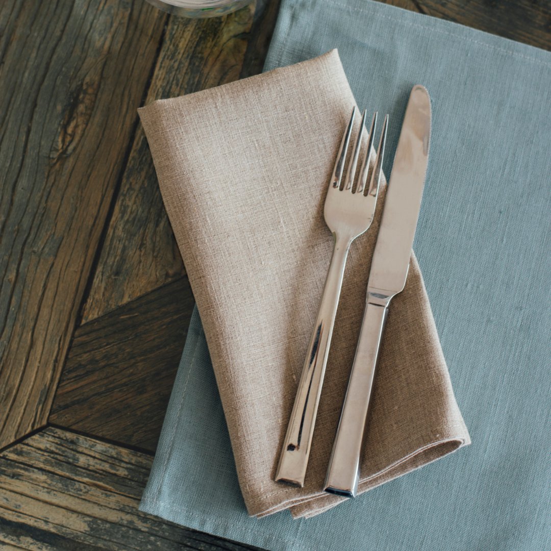 Pre-washed Set of Four Napkins in Natural Linen from Helen Round