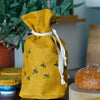 Bee Mustard Linen Bread Bag from the Honey Bee Collection by Helen Round