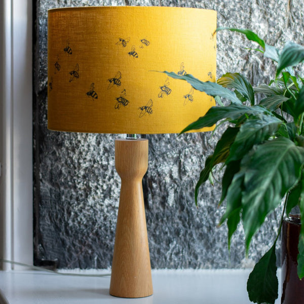 Bee Mustard Linen Lampshade from the Honey Bee Collection by Helen Round