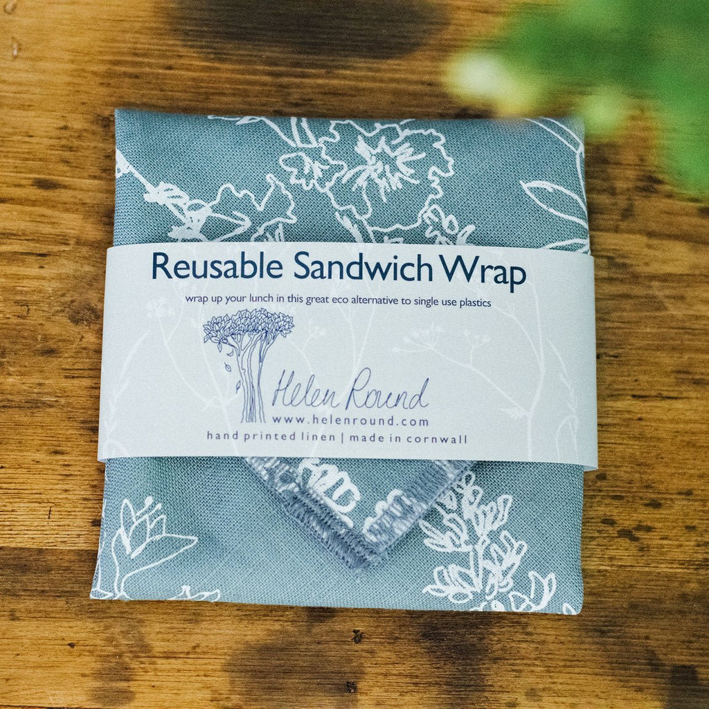 Reusable Sandwich Wrap - Helen Round - Waterproof Reusable Sandwich Wrap picnics - Duck Egg Blue - Seconds & End Of Lines
