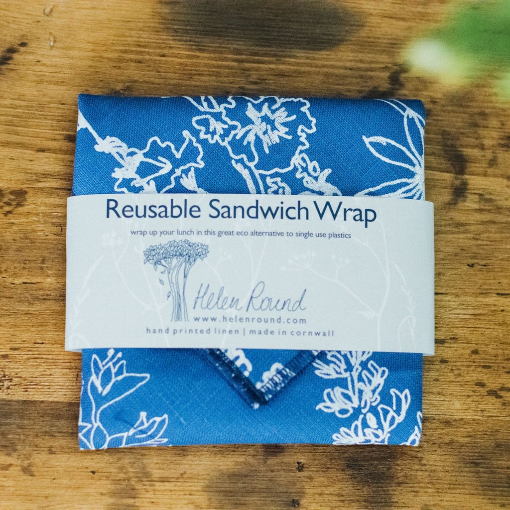 Reusable Sandwich Wrap - Helen Round - Waterproof Reusable Sandwich Wrap bundle picnics - Indigo - Seconds & End Of Lines