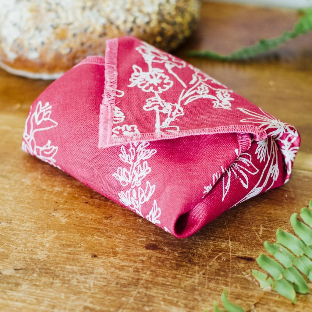 Reusable Sandwich Wrap  - Helen Round - Waterproof Reusable Sandwich Wrap bundle picnics - Raspberry - Seconds & End Of Lines