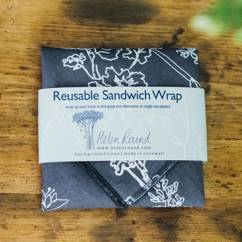 Reusable Sandwich Wrap - Helen Round - Waterproof Reusable Sandwich Wrap bundle picnics - Slate Grey - Seconds & End Of Lines