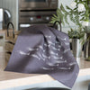 linen fish tea towel slate grey silver fish