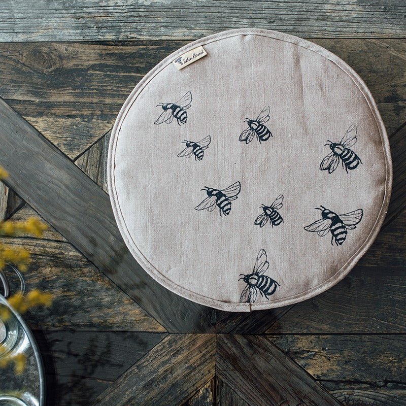 linen chef's pad aga tops natural colour with bee design