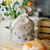 linen bread bag with bees