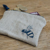 linen bee coin purse natural colour bee design