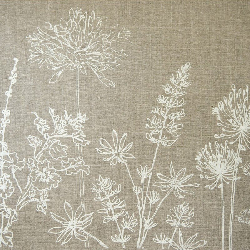 natural linen tea towel with flowers