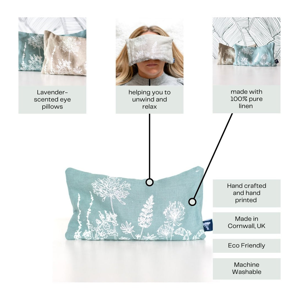 Infographic of Linen and Lavender Eye Pillow from the Garden Collection by Helen Round