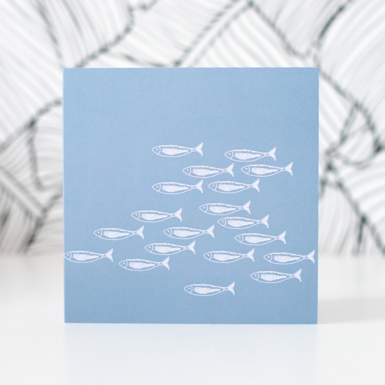 Fish Design Greetings Card With Blue Background Blank Inside