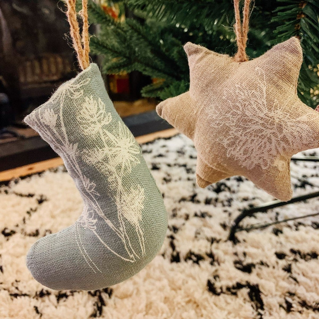 Home Made Sustainable Linen Christmas Decorations from Fabric Scraps by Helen Round