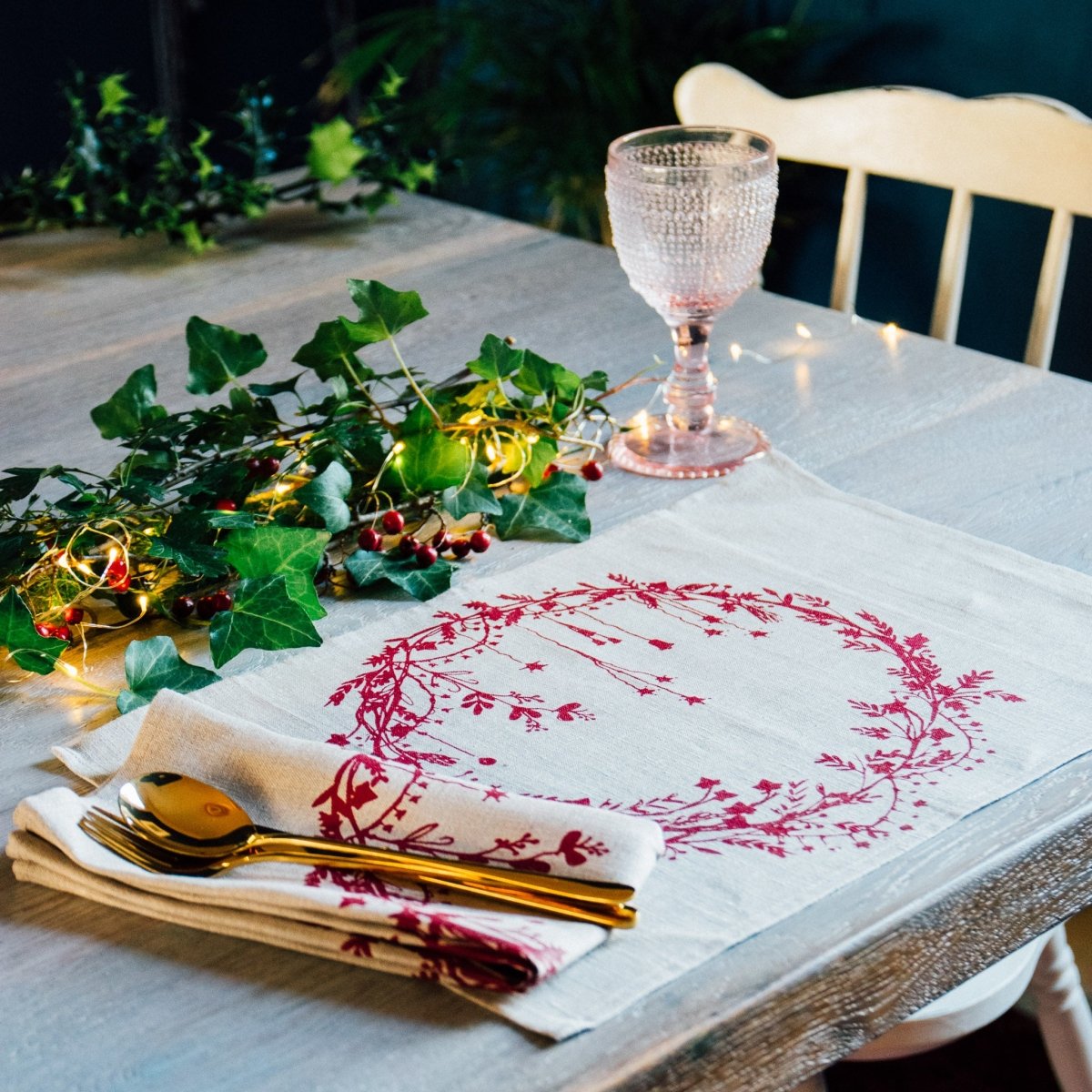 natural linen Christmas placemat