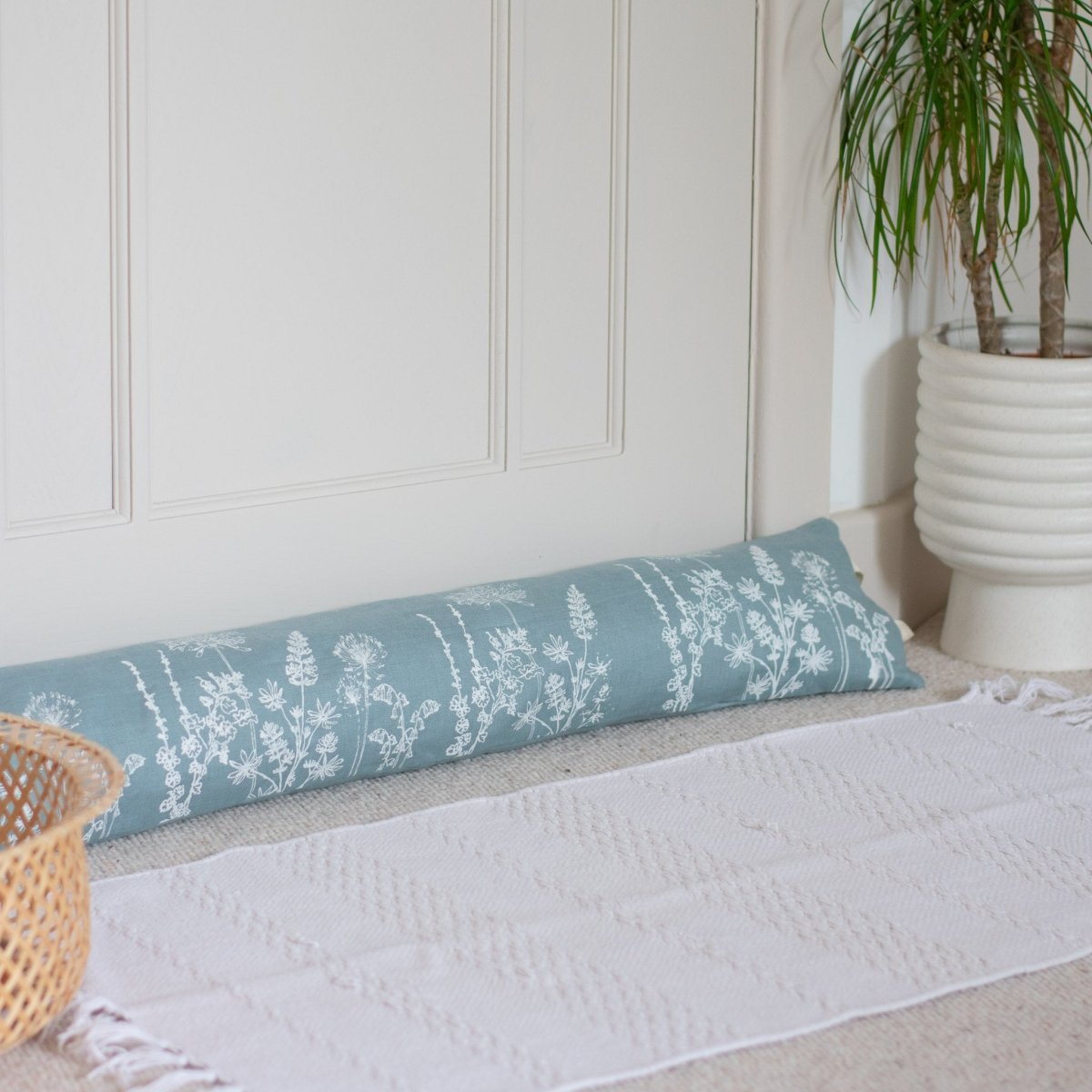 Linen Draught Excluder with Floral Design - Helen Round - Draught Excluder