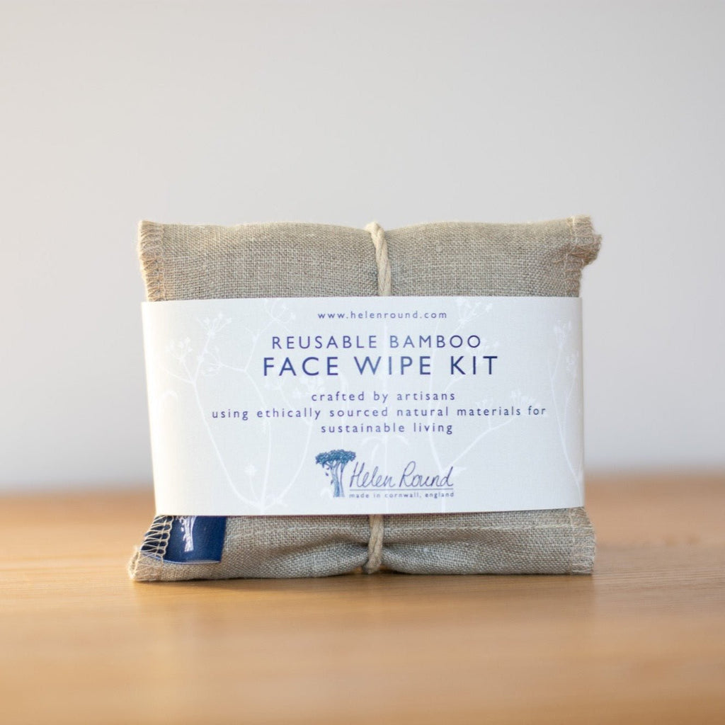 Reusable Bamboo Face Wipes kit eco linen pouch