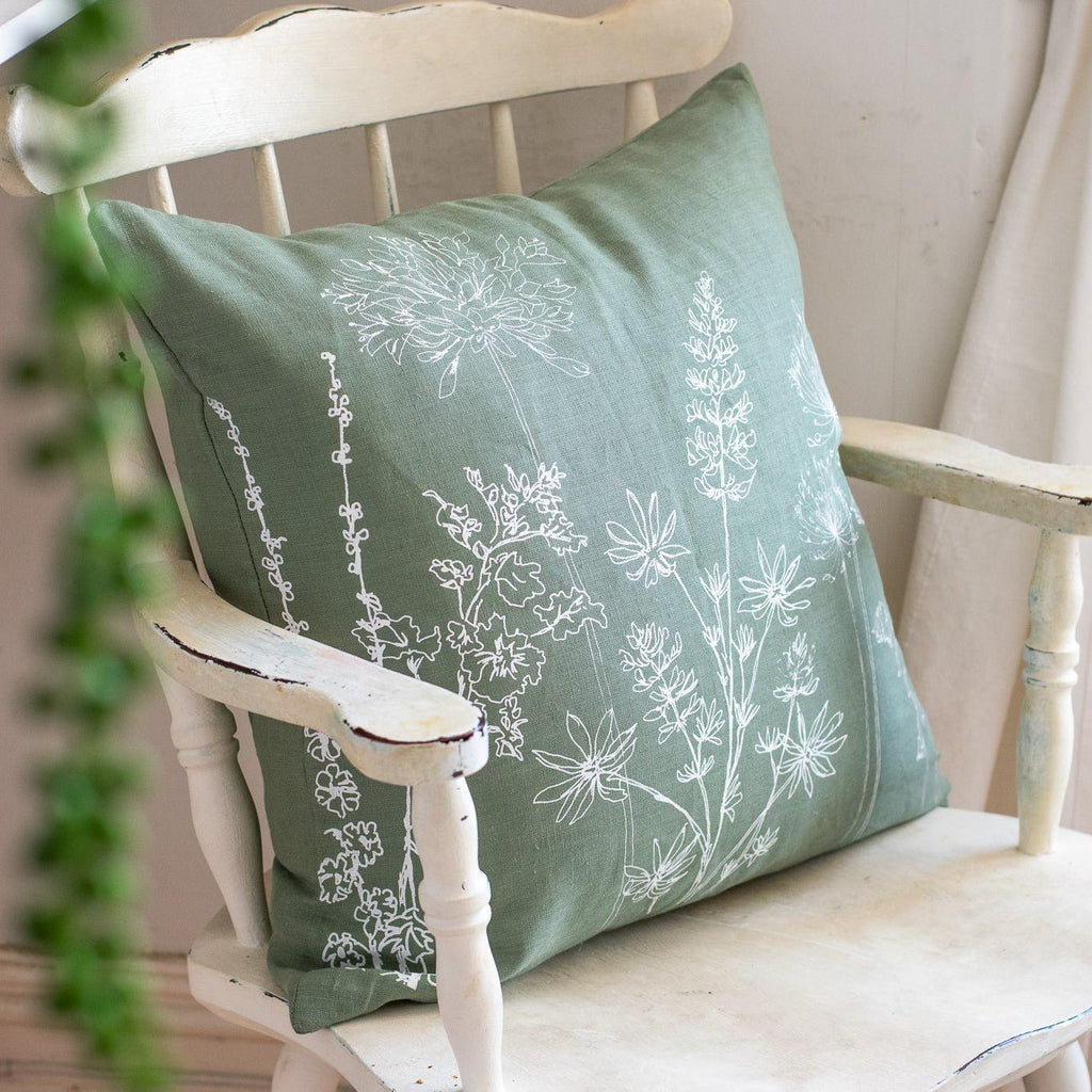 Sage Green Linen Cushion from the Garden Collection by Helen Round